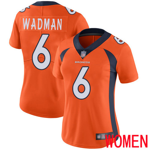 Women Denver Broncos #6 Colby Wadman Orange Team Color Vapor Untouchable Limited Player Football NFL Jersey